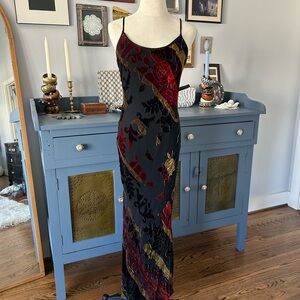 Betsey Johnson Vintage Burnout Velvet Floral Maxi Dress